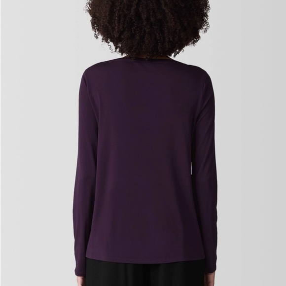 Eileen Fisher Rich Plum Long Sleeve Tee - Picture 2 of 8